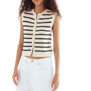 H&M Knit vest Cardigan with Black and Cream Stripes large